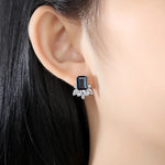 Square Cut Sapphire 925 Sterling Silver Stud EarringsEarrings