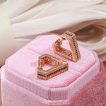 Unique Black White Stone V Shape 585 Rose Gold Earrings For Women
