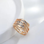585 Rose Gold Multi Layer Geometric Zircon Rings for Women