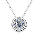 Round Moissanite Pendant NecklaceWhite Gold Color