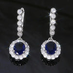 Silver Blue/White Zirconia Classic Inlaid Earrings for WomenE541Blue