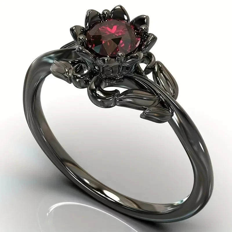 Women’s Black Flower Engagement RingDG197017
