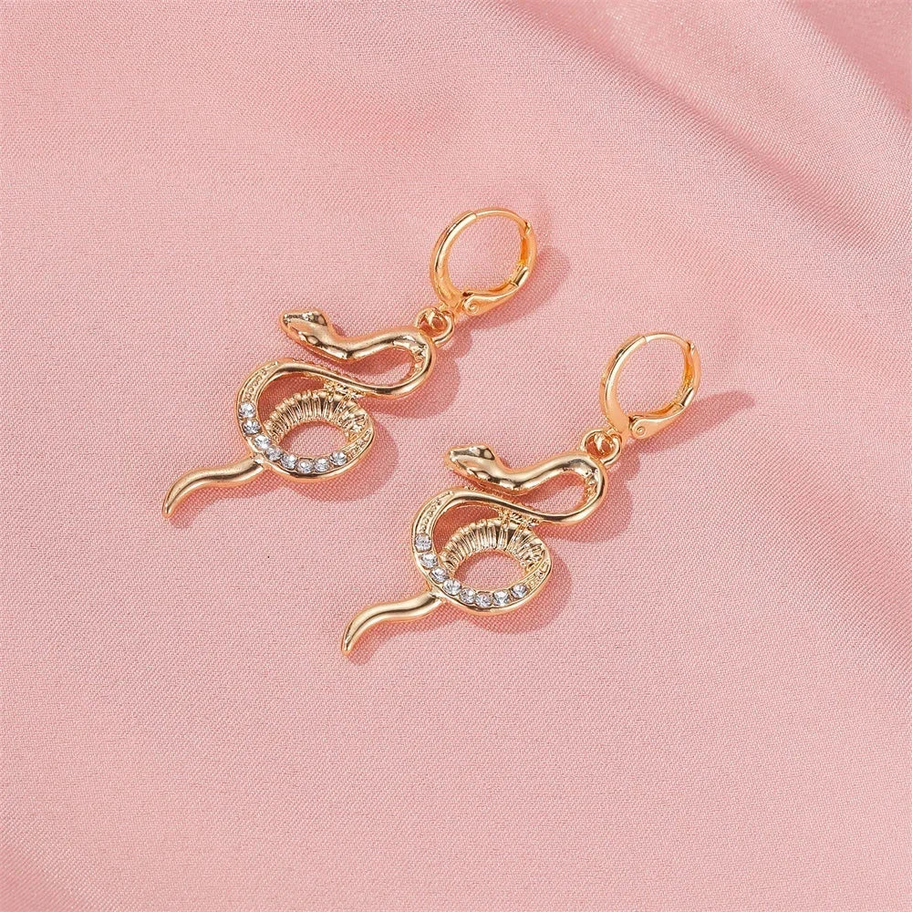 Distorted Geometric Snake Pendant Earrings for Women