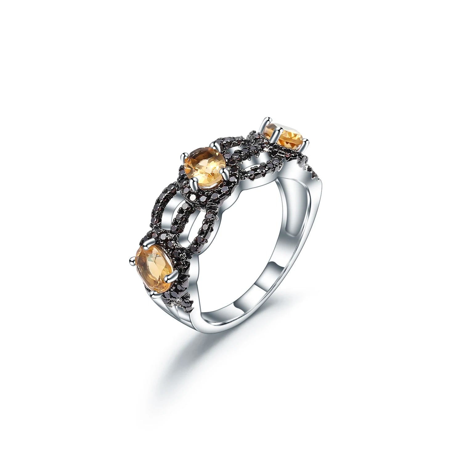 1.35Ct Garnet Antique Style Three Stone Ring 925 Sterling Silver925 Sterling SilverCitrine