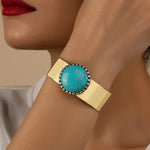 Turquoise Metal Bangle with Distressed Vintage Look