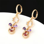 Gold CZ Zirconia Dangle Earrings For Women