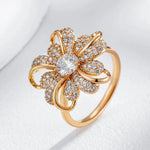 Kinel Rose Gold Crystal Flower Ring