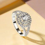 14K Gold Plated Halo CZ Engagement Ringsilver colorUS 6