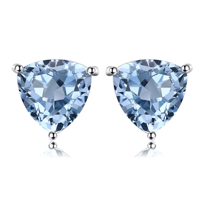 Lovable Stud Earrings Natural Garnet JewelryNatural Blue Topaz 2