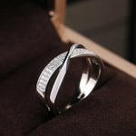 Two-Tone 925 Silver Cross Ring with Zircon
