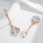 Shiny White Zircon Drop Earrings – 585 Rose Gold