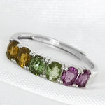 Natural Tourmaline Gemstone 925 Sterling Silver RingPlatinum plated