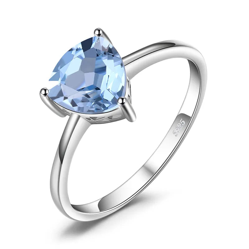 Genuine Garnet 925 Sterling Silver Rings for Women Colorful Gemstone JewelryNatural Blue Topaz 26
