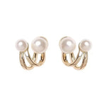 2024 New Retro Light Luxury Pearl Stud Earrings Korean Simple Jewelry Christmas Party Girl's Temperament Accessories For Woman