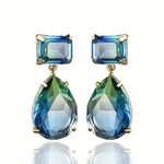 Blue Green Gradient Cubic Zirconia Dangle Earrings for WomenE5055