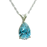 Aquamarine Zircon Pendant 925 Sterling Silver