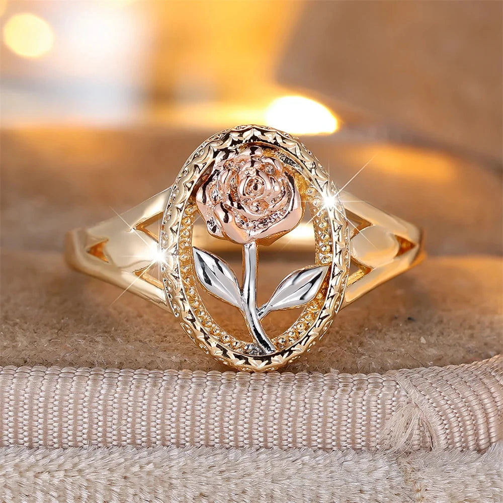 Romantic Rose Flower Ring – Vintage Rose Gold & SilverRose Flower9