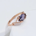 Purple Rhombus Zircon Ring – Rose Gold Color