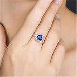 925 Sterling Silver Blue Ocean Heart Blue Gemstone Ring