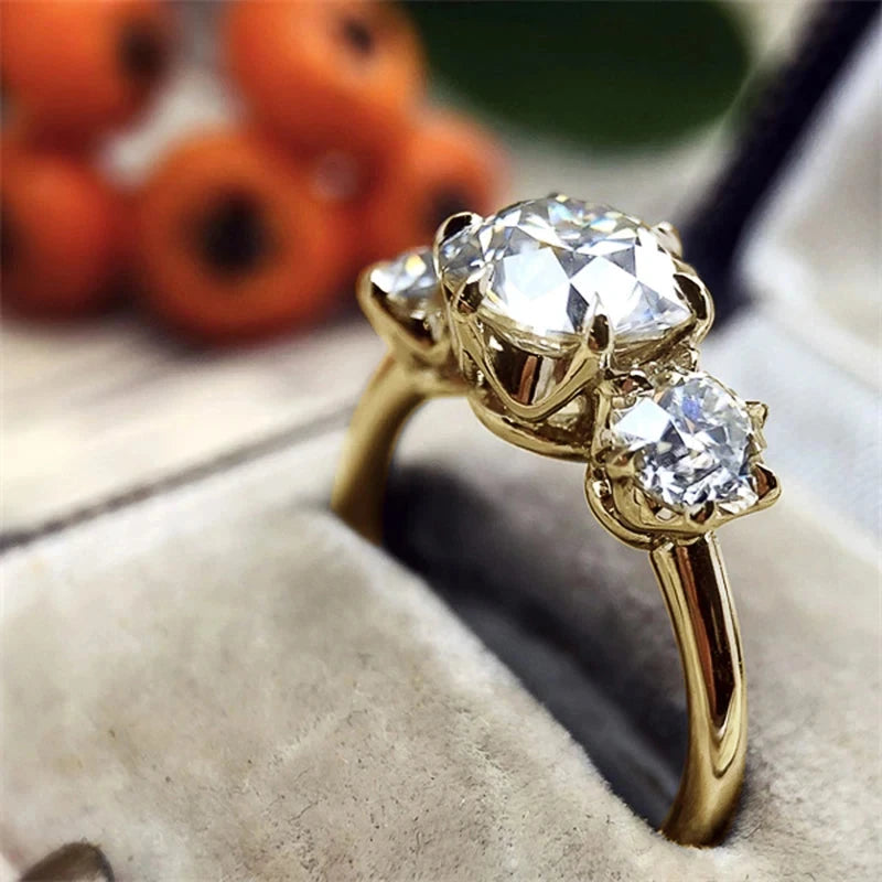 Huitan Luxury CZ Rings for Women – Silver, Gold, Two-Tone
