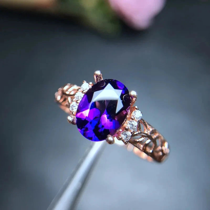 Elegant Natural Amethyst Gemstone Ring