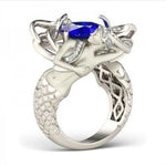 Elegant Lady Sapphire Mermaid Ring 925 Sterling Silver10