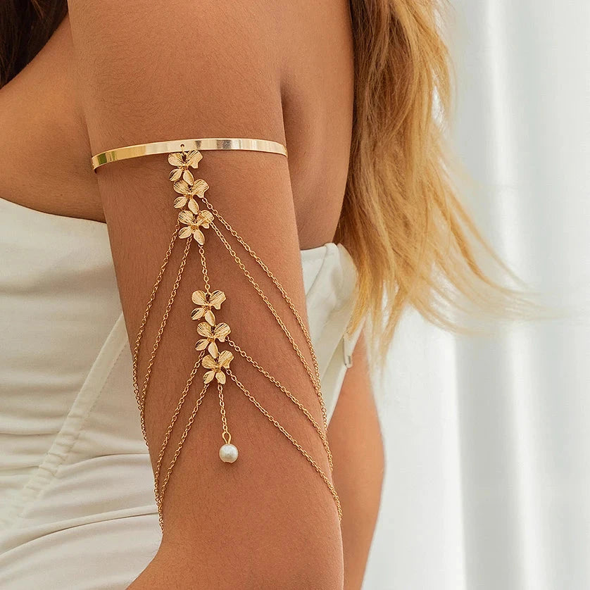 Boho Crystal Pendant Cuff Open BanglesGold Color 6CHINA