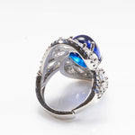 Oval Shape Sapphire Gemstone Classic 925 Sterling Silver Resizable RingRing
