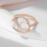 Pearl Round Rings For Women 585 Rose Gold