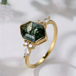 Luxury Geometric Gold Green Resin Stone Rings for Women