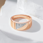 Unisex Shiny Natural Zircon Square Wide Rings 585 Rose Gold Silver