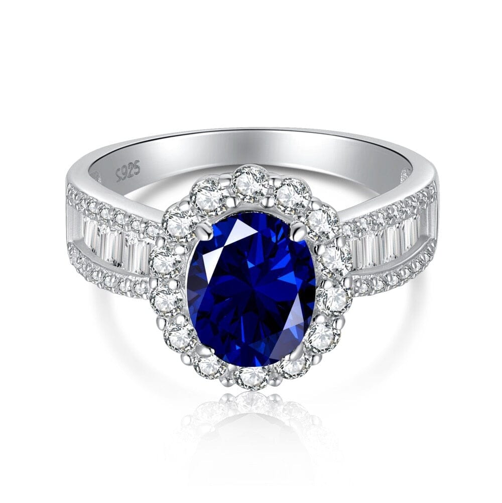 Oval Sapphire Vintage Cut 925 Sterling Silver RingRing5