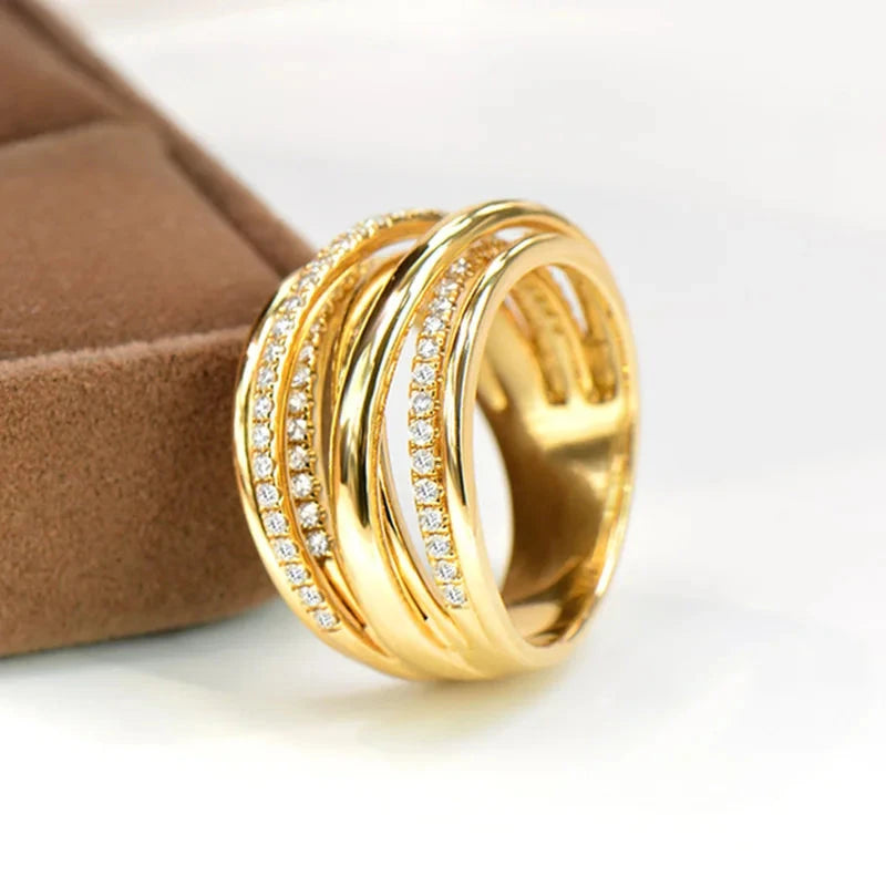 Women's Geometric Cross Line Ring – Light Luxury