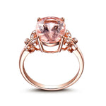 925 Silver Butterfly Morganite Pink Diamond Ring for Women