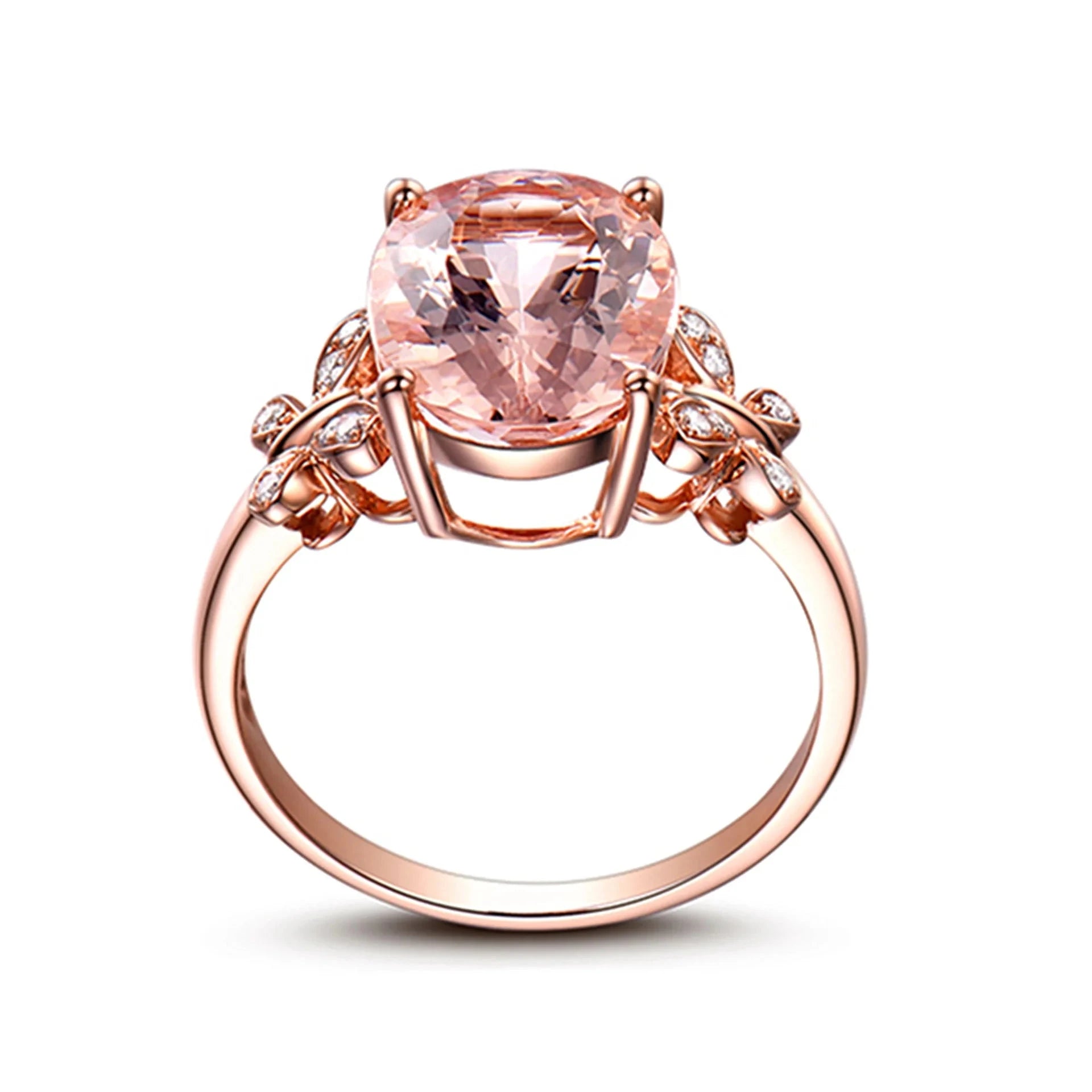 925 Silver Butterfly Morganite Pink Diamond Ring for Women