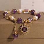Love Pendant Beads Natural Amethyst BraceletPurple-65