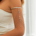 Boho Crystal Pendant Cuff Open BanglesSilver Color 5CHINA