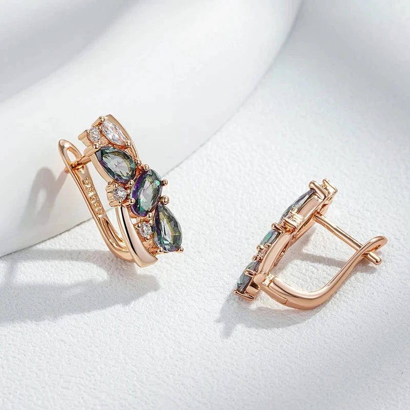 585 Rose Gold Drop Earrings for Women Delicate Cut Dazzling Colorful