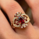 Retro Red Gemstone Ring – European & American Style