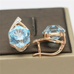 Rose Gold Geometric Light Sapphire EarringsEarrings