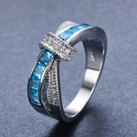 Silver Cross Plated Crystal Wedding Ring for Women