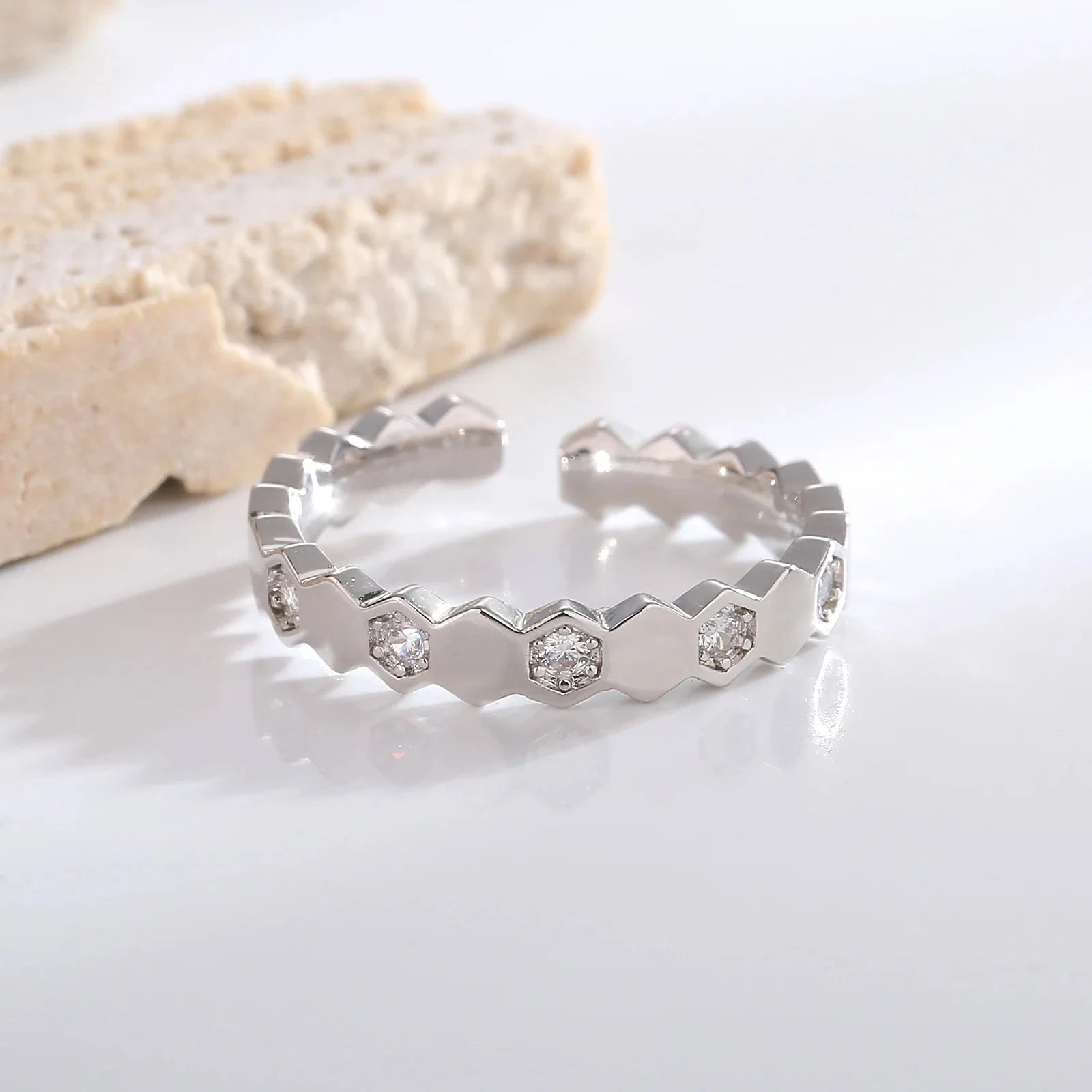 925 Sterling Silver Topaz Ring Lace HollowingFFMM0027-svCHINA