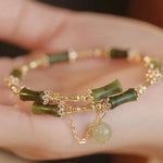 Chinese Retro Green Bamboo Beaded BraceletBR24Y0006