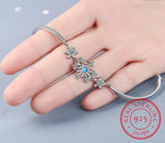 Genuine Blue Topaz 925 Sterling Silver Luxury Snowflake