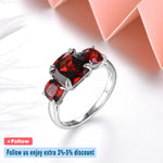 Natural Red Garnet Sterling Silver Rings 4.5 Carats Genuine Gemstone