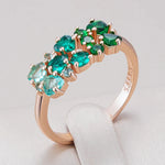 585 Rose Gold Shiny Green Natural Zircon Bride Wedding Rings For Women