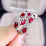 Ruby Ring 925 Silver Multi-layer winding micro-encrusted DiamondRuby