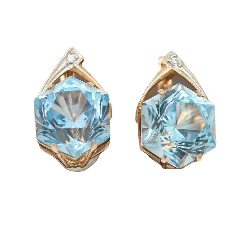 Rose Gold Geometric Light Sapphire EarringsEarrings