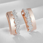 585 Rose Gold Natural Zircon Petal Dangle Earrings for Women