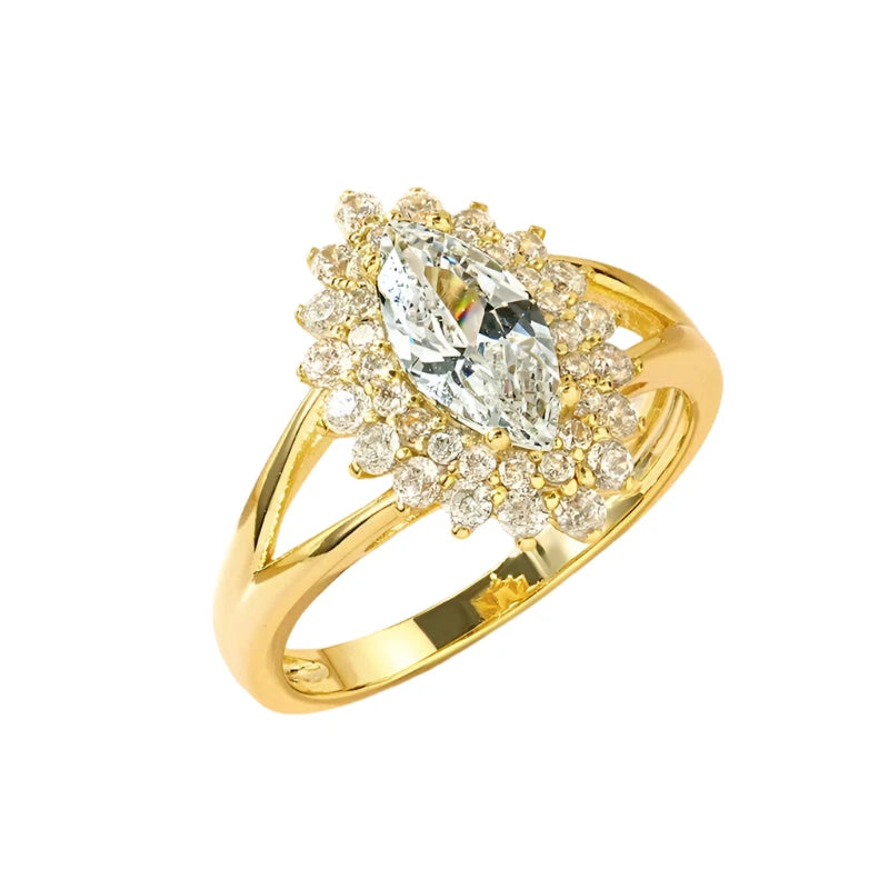 Sparkling Marquise CZ Bridal Ring – 14K Gold Plated Engagement Jewelrygold color7